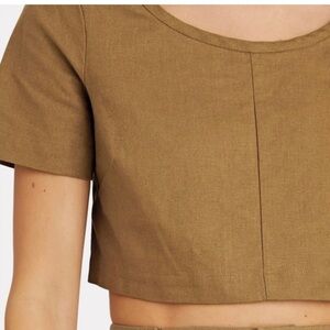 Staud Linen/Cotton Cropped Top - Size M - brown